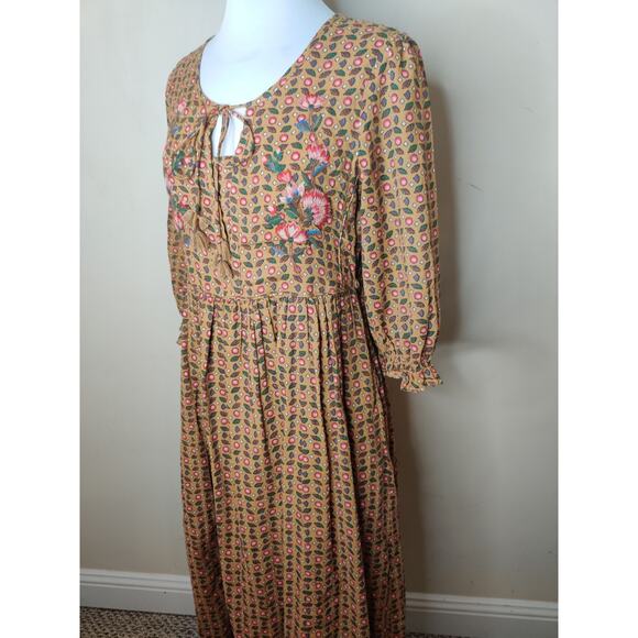 April Cornell Safflower Embroidered Maxi Dress Pockets Prairie Cottage - XXS - Picture 11 of 16